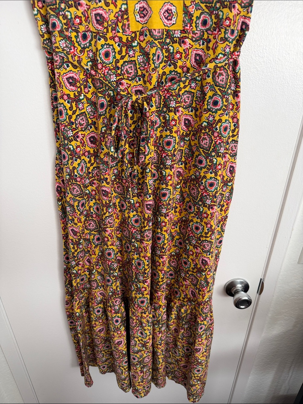 Boden Yellow Floral V-Neck Tiered Maxi Dress - Picture 4 of 6